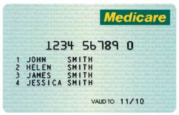Standard green Medicare card