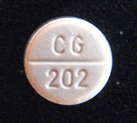 White tablet with CG 202 imprinted on it